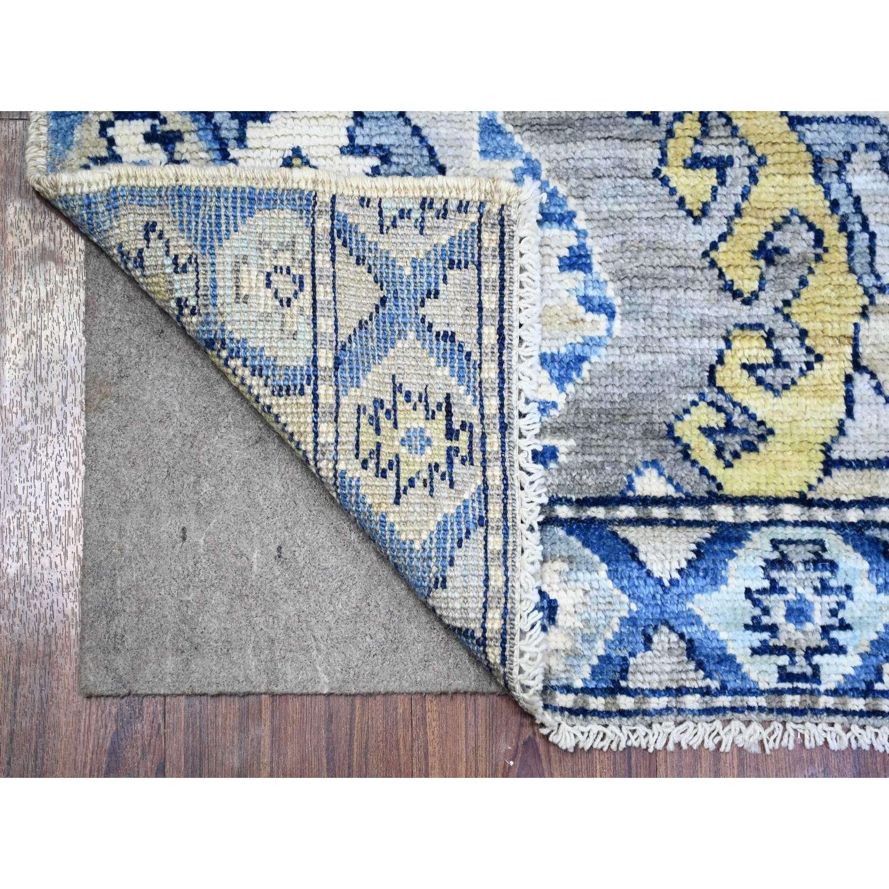 This is a truly genuine one-of-a-kind Ivory, Vegetable Dyes Soft Wool, Hand Knotted Anatolian Village Inspired with Geometric Design, Oriental Rug. It has been Knotted for months and months in the centuries-old weaving craftsmanship techniques by
