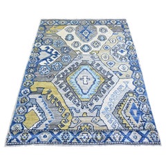 4'1"x6' Ivory Wool Hand Knotted Anatolian Village Inspired Rug