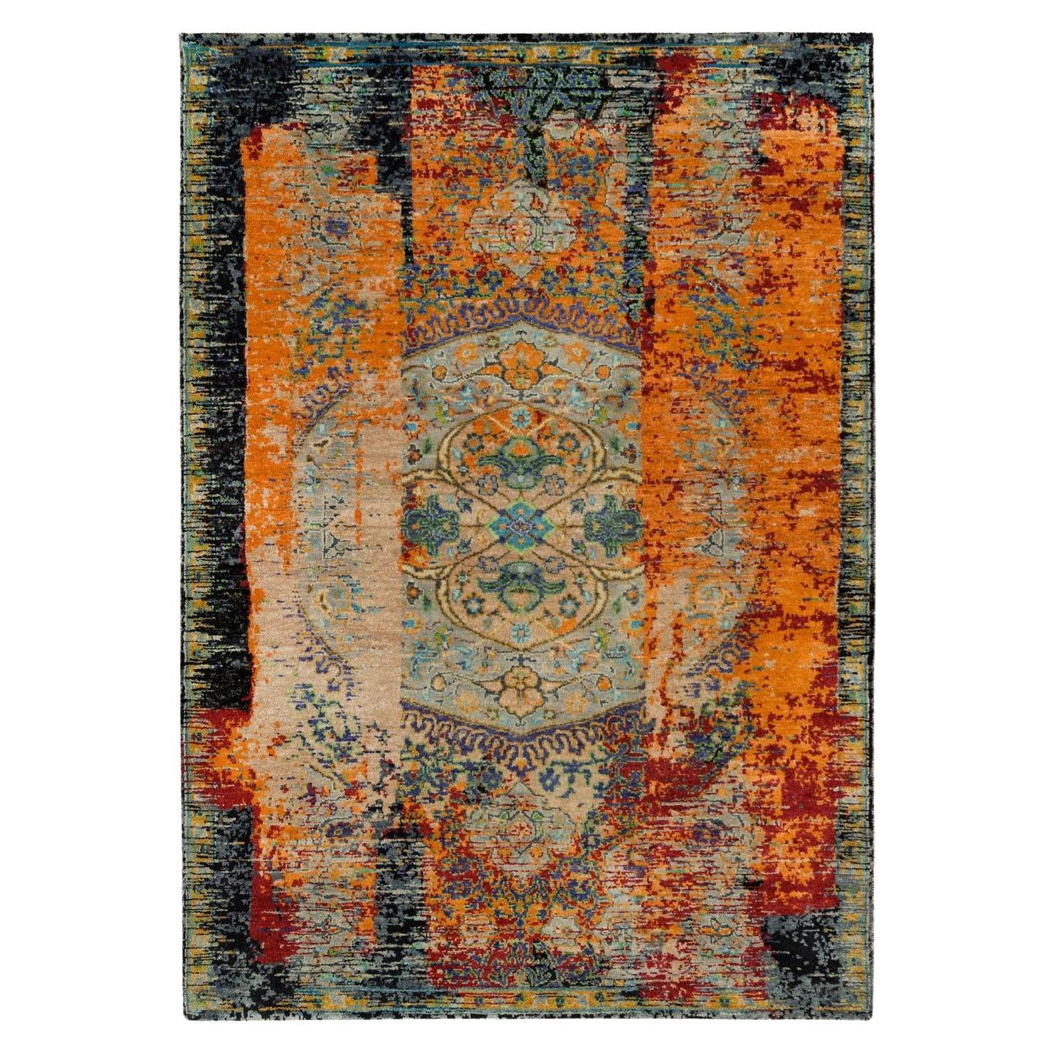 4
1 "x6
Arancione Antico Ottomano Design Cancellato Ghazni Tappeto in Lana Annodato a Mano