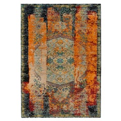 4'1"x6' Orange Ancient Ottoman Erased Design Ghazni Wool Hand Knotted Rug