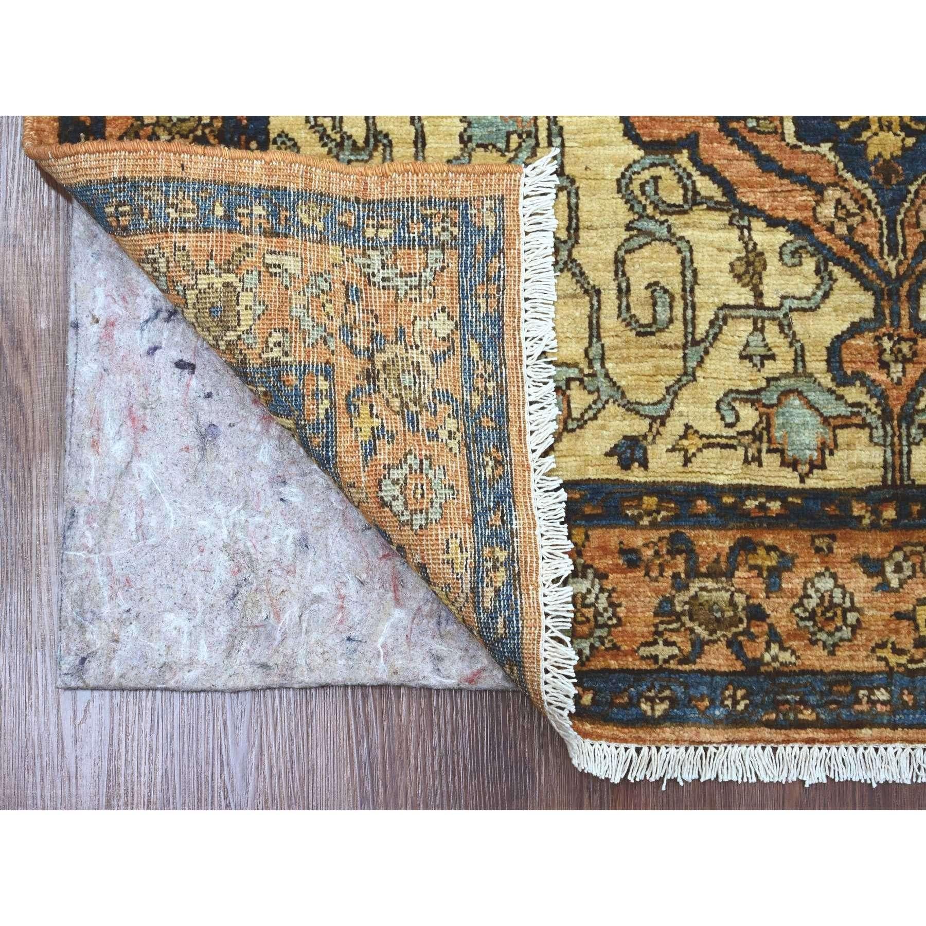 Squash Orange, Aryana Grade, Peshawar with Fereghan Sarouk Design, Vegetable Dyes, High Mountain Wool, Hand Knotted, Oriental Rug
Primary materials: Wool
Latex: No Pile 
height: 0.25 Inches
Style: Traditional
Primary color: Orange
Secondary colors: