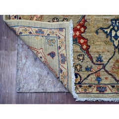 4'1"x6' Stone Gray Peshawar with Bijar Garus Design Hand Knotted Pure Wool Rug