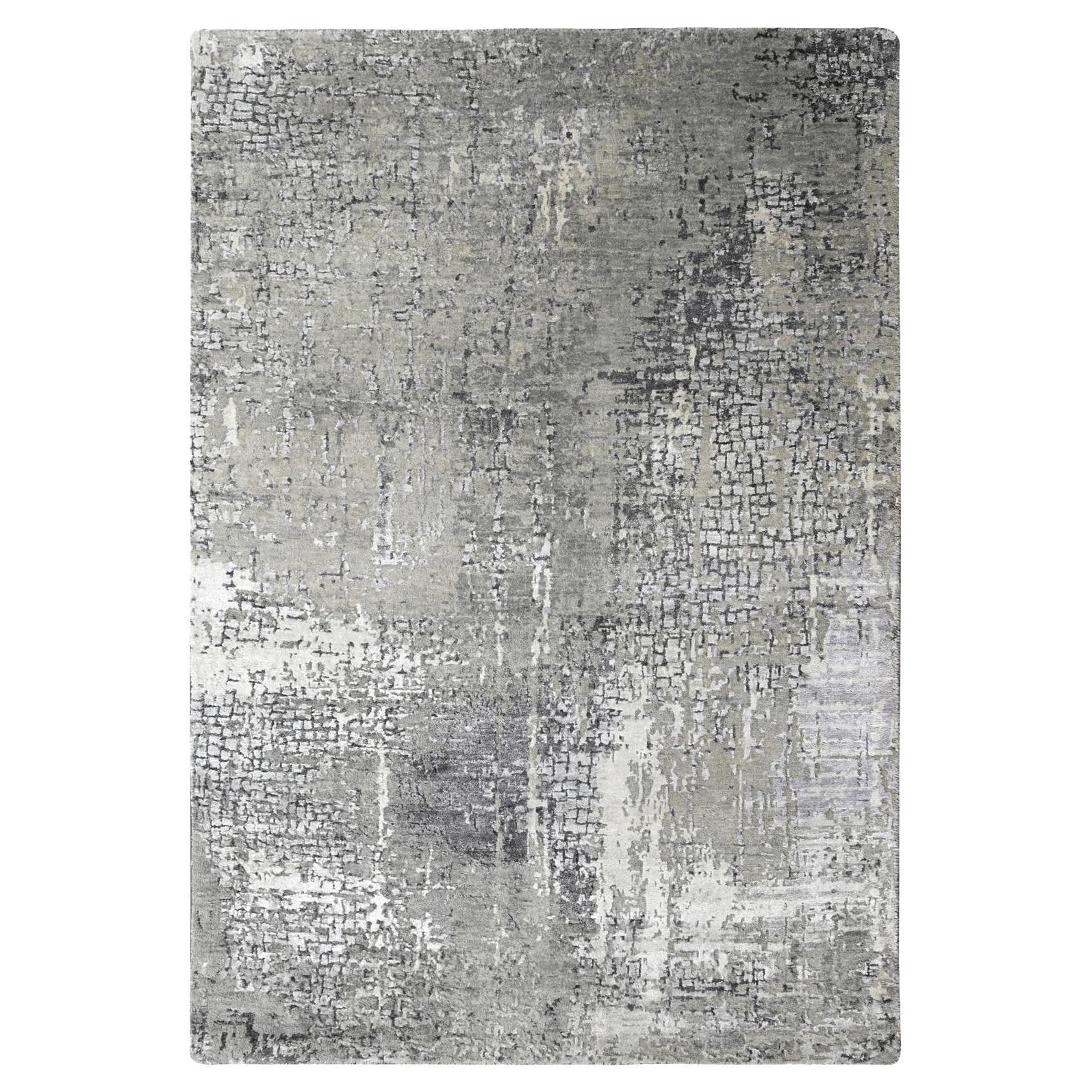 4
1"x6
Taupe Abstract with Mosaic Design Wool and Silk Hand Knotted Rug