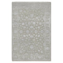 4
1 "x6
1" Fossil Gray Wolle und pflanzliche Seide Persian Design Hand geknüpft Teppich