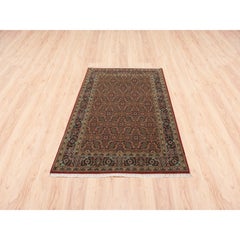 4'1"x6'1" Herati Design Red Wool 250 KPSI Hand Knotted Rug