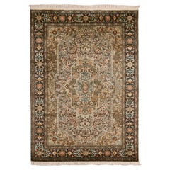 4'1 "x6'1" Tabac Brown Noué à la main All Over Design Soie 400 KPSI Rug Oriental