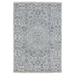 4'1 "x6'2" Alfombra anudada a mano de pura lana con diseño mameluco blanco en cascada tono sobre tono
