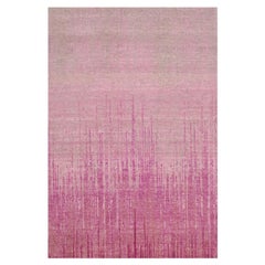 Tappeto orientale in lana naturale 4'1 "x6'2" annodato a mano con design verticale Ombre rosa