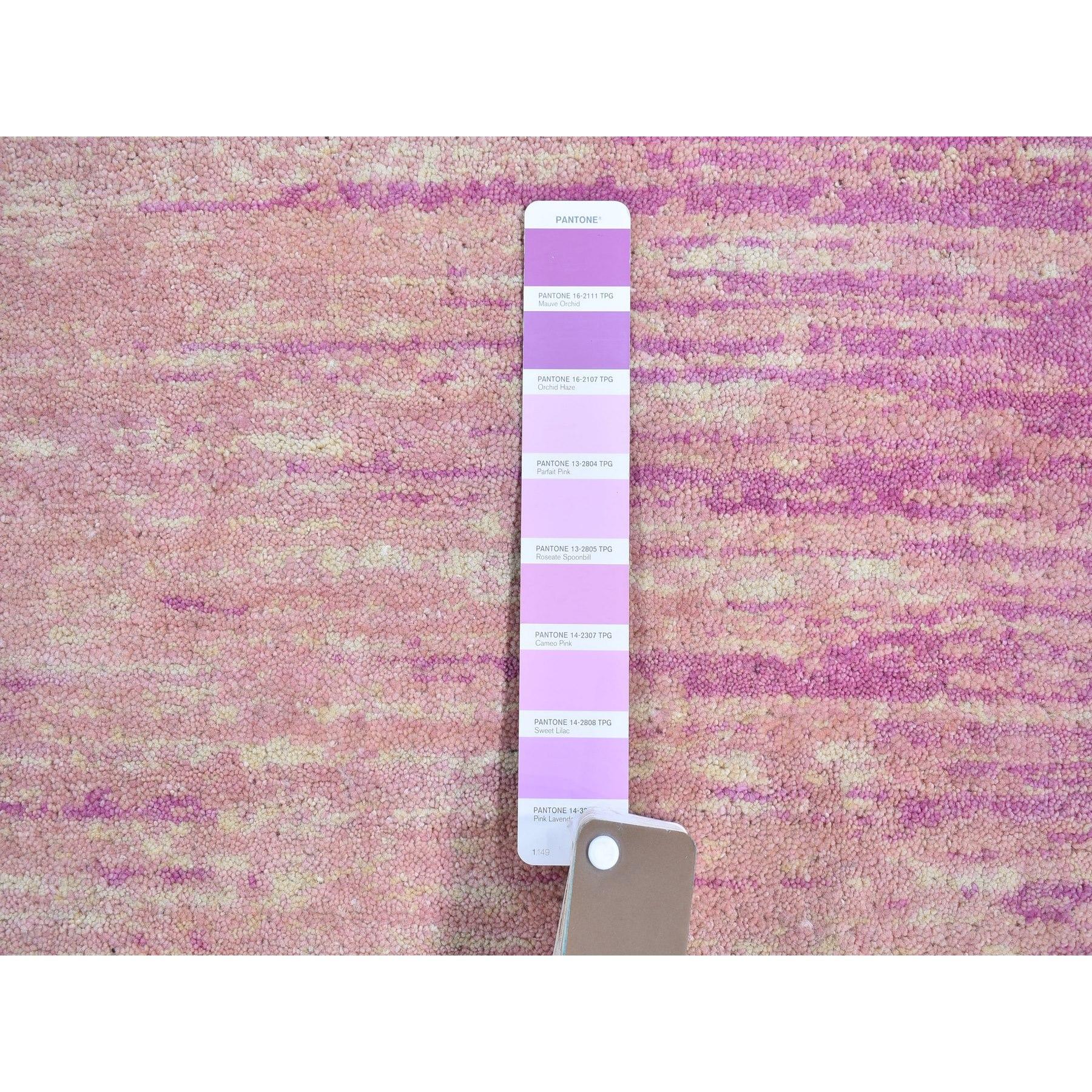 Moderno Tappeto rosa spesso e soffice in pura lana solo con design/One annodato a mano 4'1 