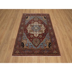 4'1 "x6'2" Rot Antik Fein Heriz Re-Kreation alle Wolle Hand geknüpft Orientteppich