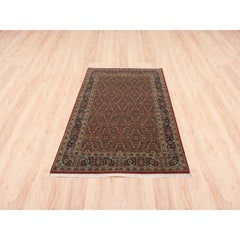 4'1"x6'2" Red Hand Knotted 250 KPSI Herati Design Wool Rug