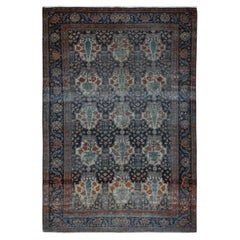 4'1" x 6'4" – „Eerie Black“, antiker persischer Isfahan-Teppich, handgeknüpft aus Wolle