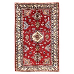 4
1"x6
5" Red Afghan Super Kazak Medallions Design Hand Knotted Pure Wool Rug