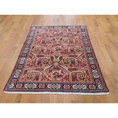 4'1"x6'7" Red Antique Farsian Mahal Exc Condition Hand Knotted Oriental Rug
