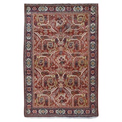 4'1"x6'7" Red Antique Farsian Mahal Exc Condition Hand Knotted Oriental Rug