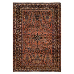 4'1"x7' Cinnabar Red Hand Knotted Wool Antique Sarouk Clean Soft Oriental Rug