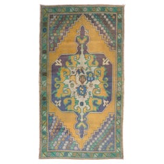 Tappeto anatolico vintage 4.1x7.7 Ft, tappeto di lana per case di campagna, arredamento rustico
