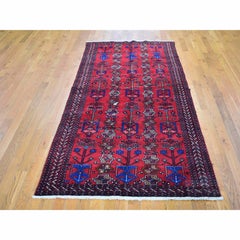4'1"x8'6" New Persian Baluch Repetitive Design Wide and Long Hand Knotted Rug