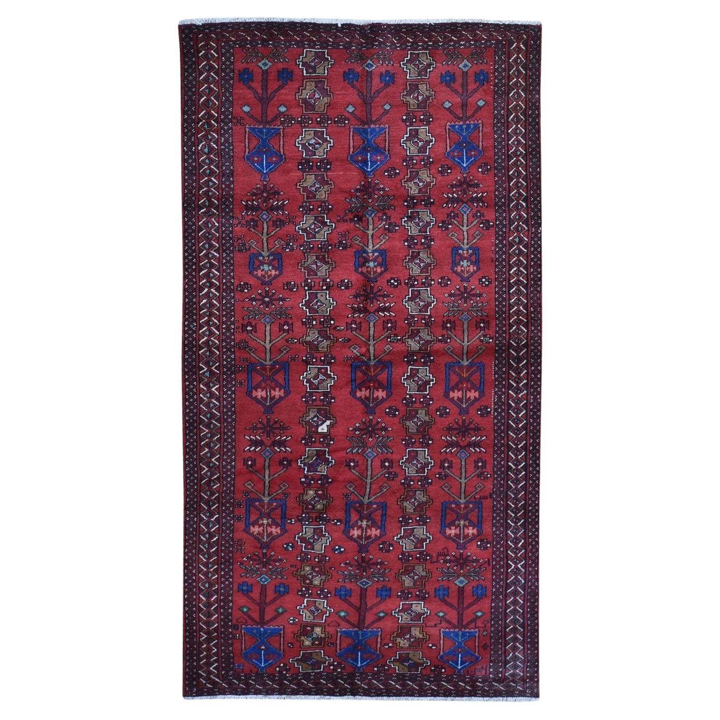 4
1"x8
6" New Persian Baluch Repetitive Design Wide and Long Hand Knotted Rug For Sale