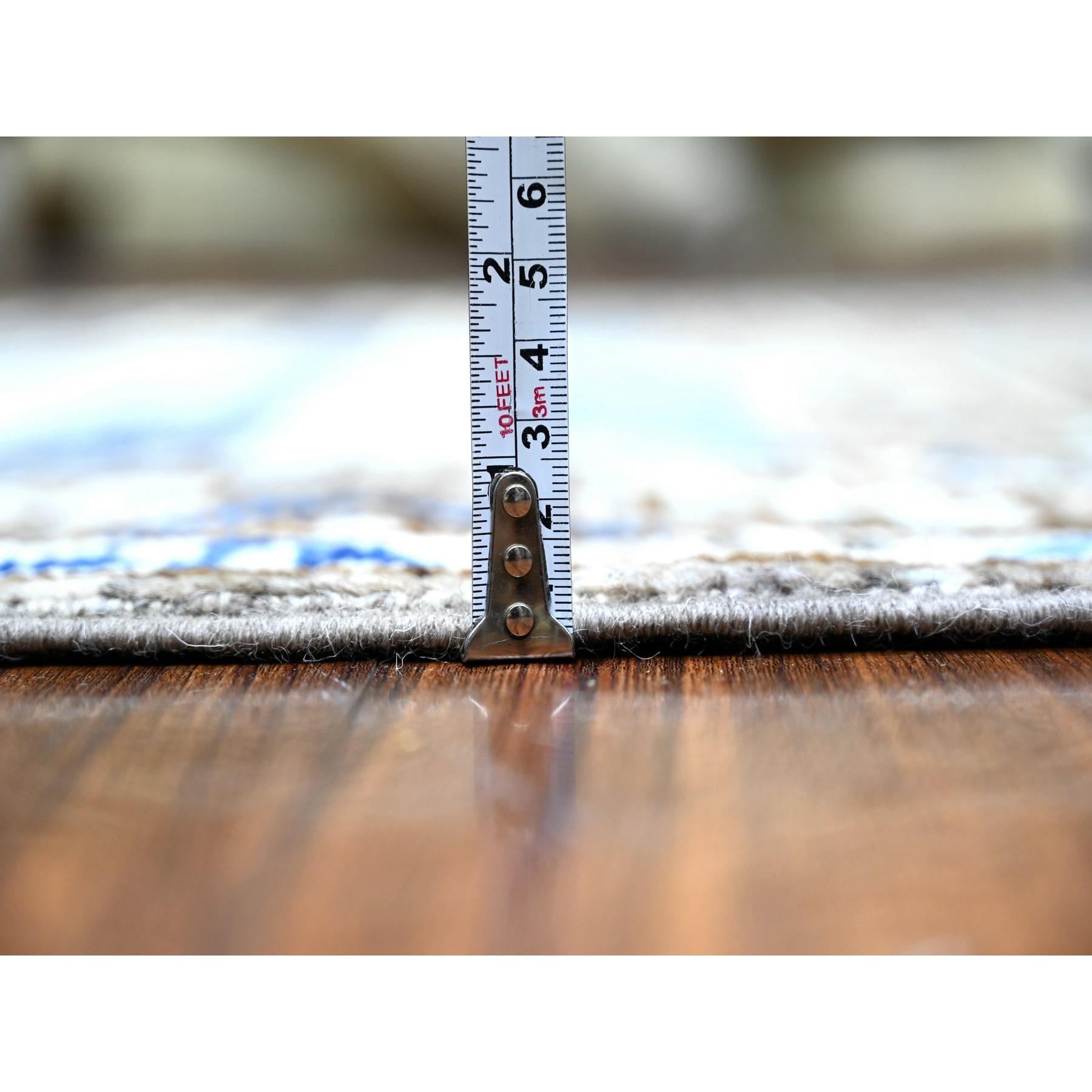 Annodato a mano Tappeto Runner in pura lana 4'1 