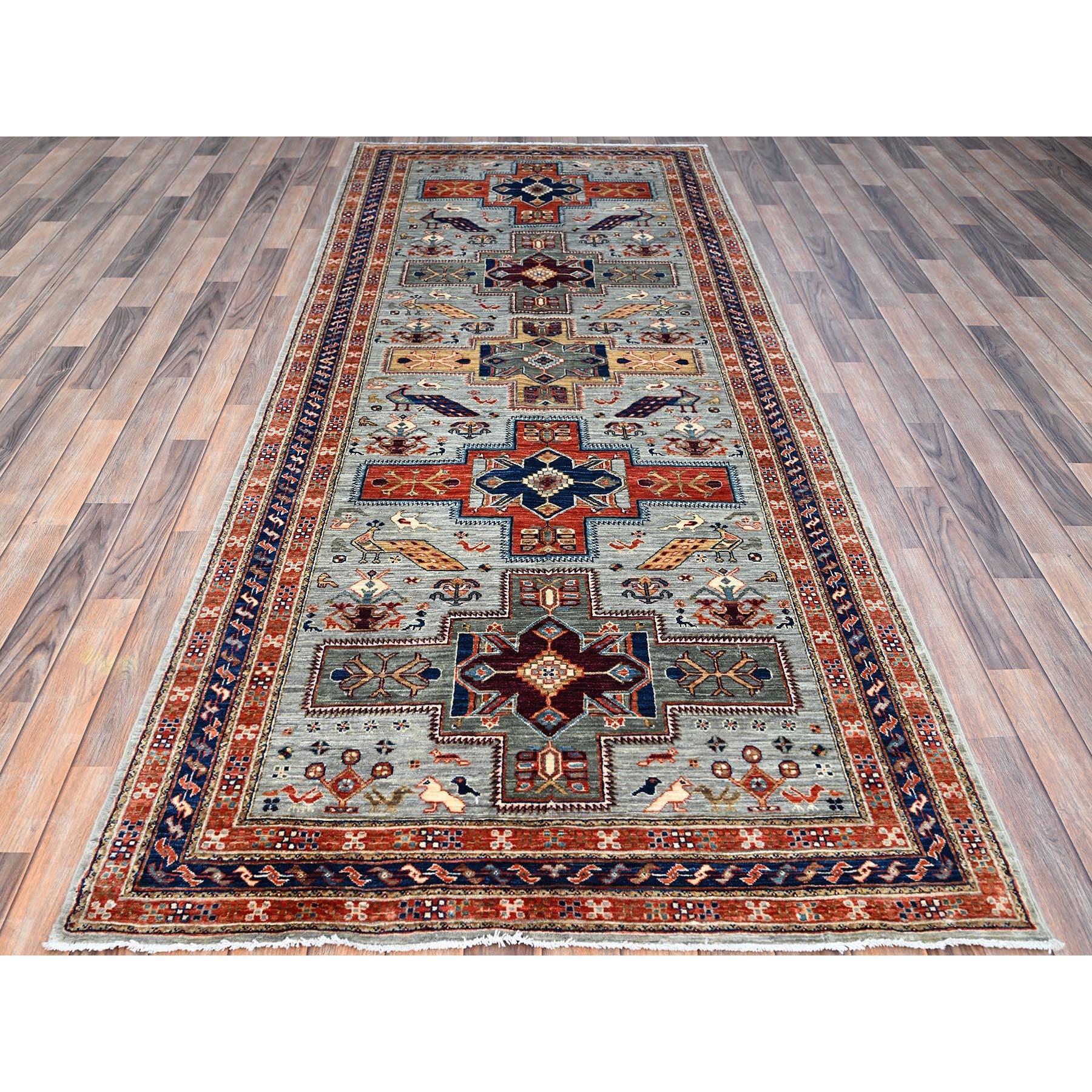 This is a truly genuine one-of-a-kind Armenian Inspired Caucasian Design, Hand Knotted, Pure Wool, Oriental Rug. It has been Knotted for months and months in the centuries-old weaving craftsmanship techniques by expert artisans.<br Primary