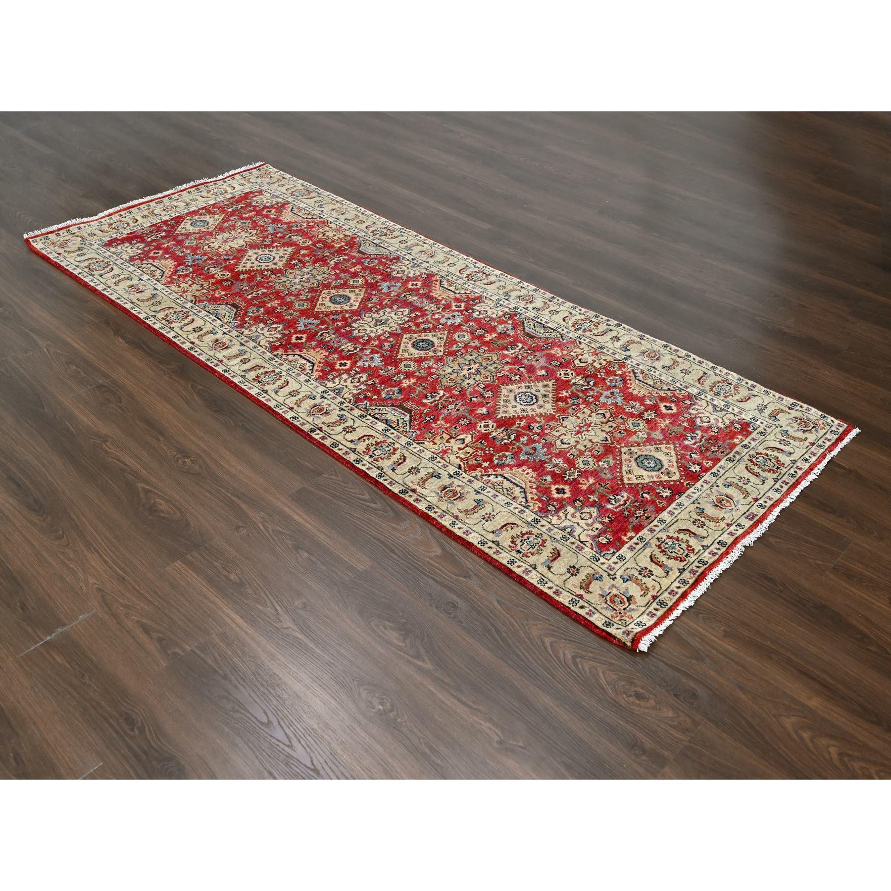 This is a truly genuine one-of-a-kind Hand Knotted, Organic Wool, Karajeh Design, Oriental Rug. It has been Knotted for months and months in the centuries-old weaving craftsmanship techniques by expert artisans.
Primary materials: Wool
Latex: No