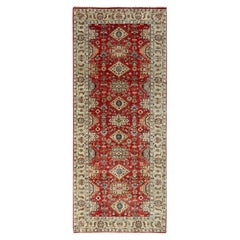 4'1"x9'10" Red Devil Hand Knotted Karajeh Design Wide Runner Oriental Rug