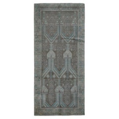 4'1"x9'2" Gray, Washed Out Afghan Baluch, Pure Wool Hand Knotted, Runner Rug