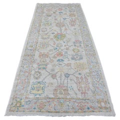 4
1 "x9
6" Weiß Afghan Angora Oushak Leaf Design Hand geknüpft Wolle Läufer Teppich