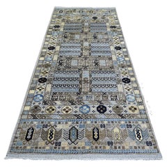 4'1 "x9'7" Tapis de course gris clair Knots Rugs Pure laine nouée à la main
