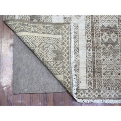 4'1"x9'8" Taupe Brown, Extra Soft Wool Hand Knotted, Finer Peshawar Oriental Rug