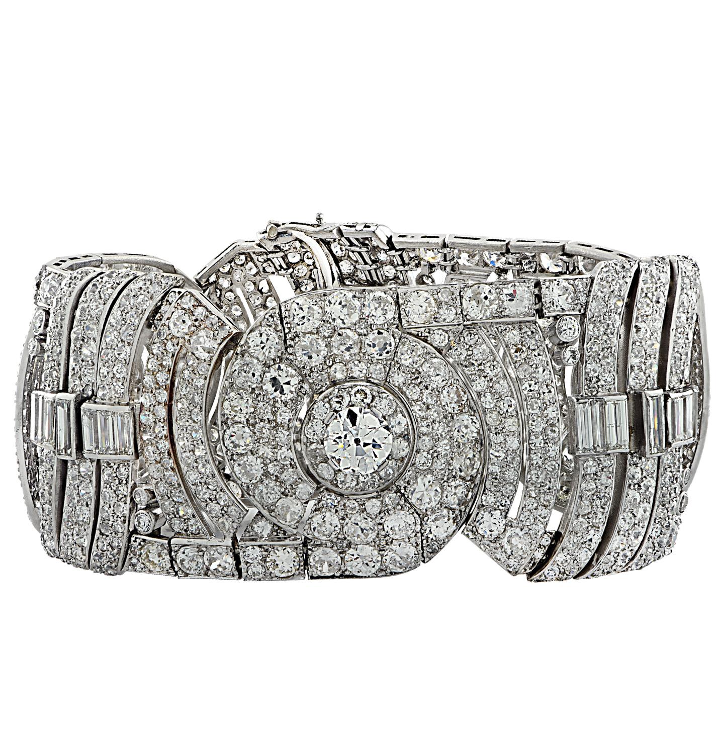 Women's 42 Carat Art Deco Diamond Bracelet