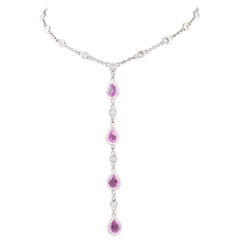 4.2 Carat Diamond and Pink Sapphire White Gold Necklace with Drop Pendant