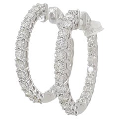 Créoles intérieures et extérieures en or blanc 18 carats avec diamants de 4,2 carats