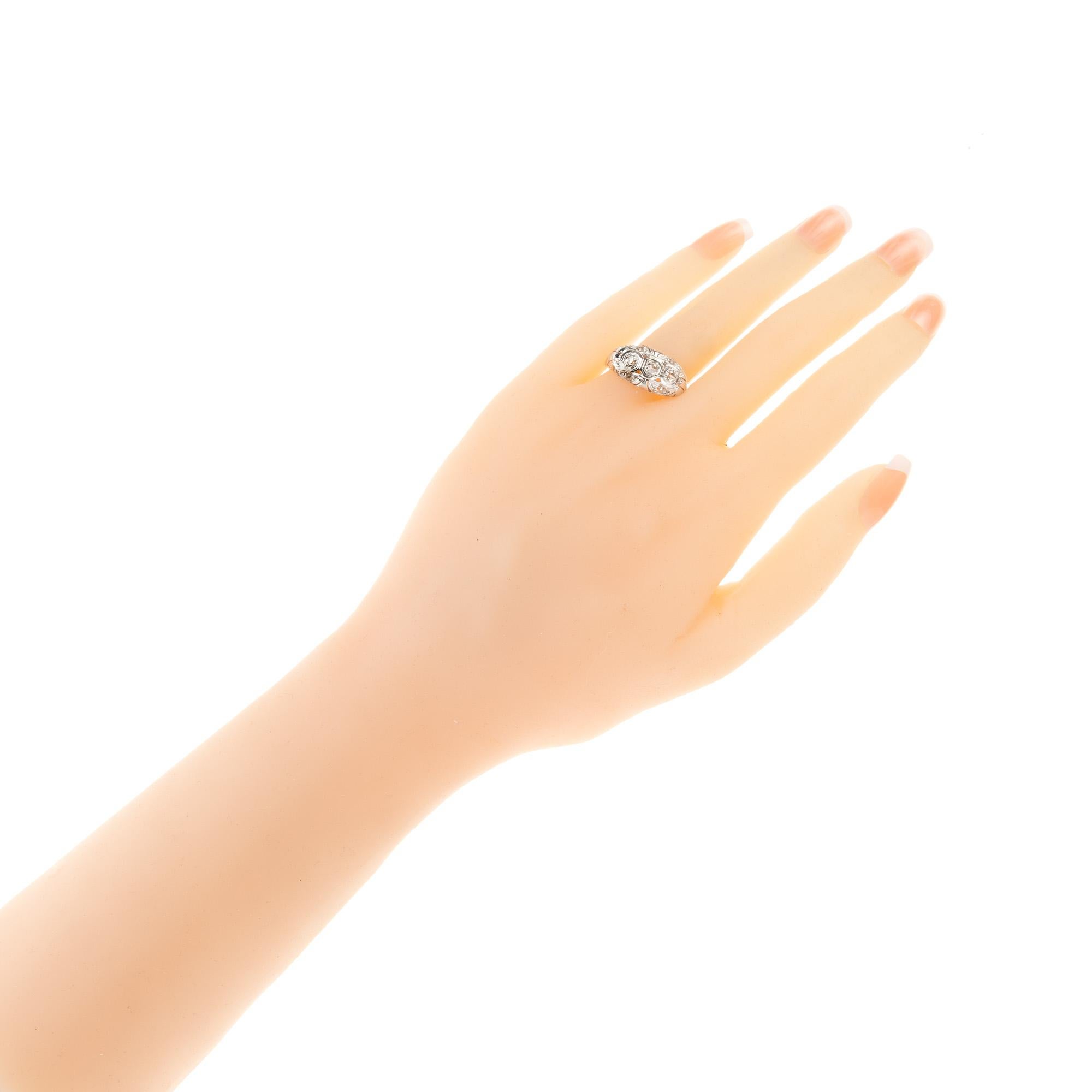 Women's .42 Carat Diamond White Gold Art Deco Dome Engagement Ring For Sale