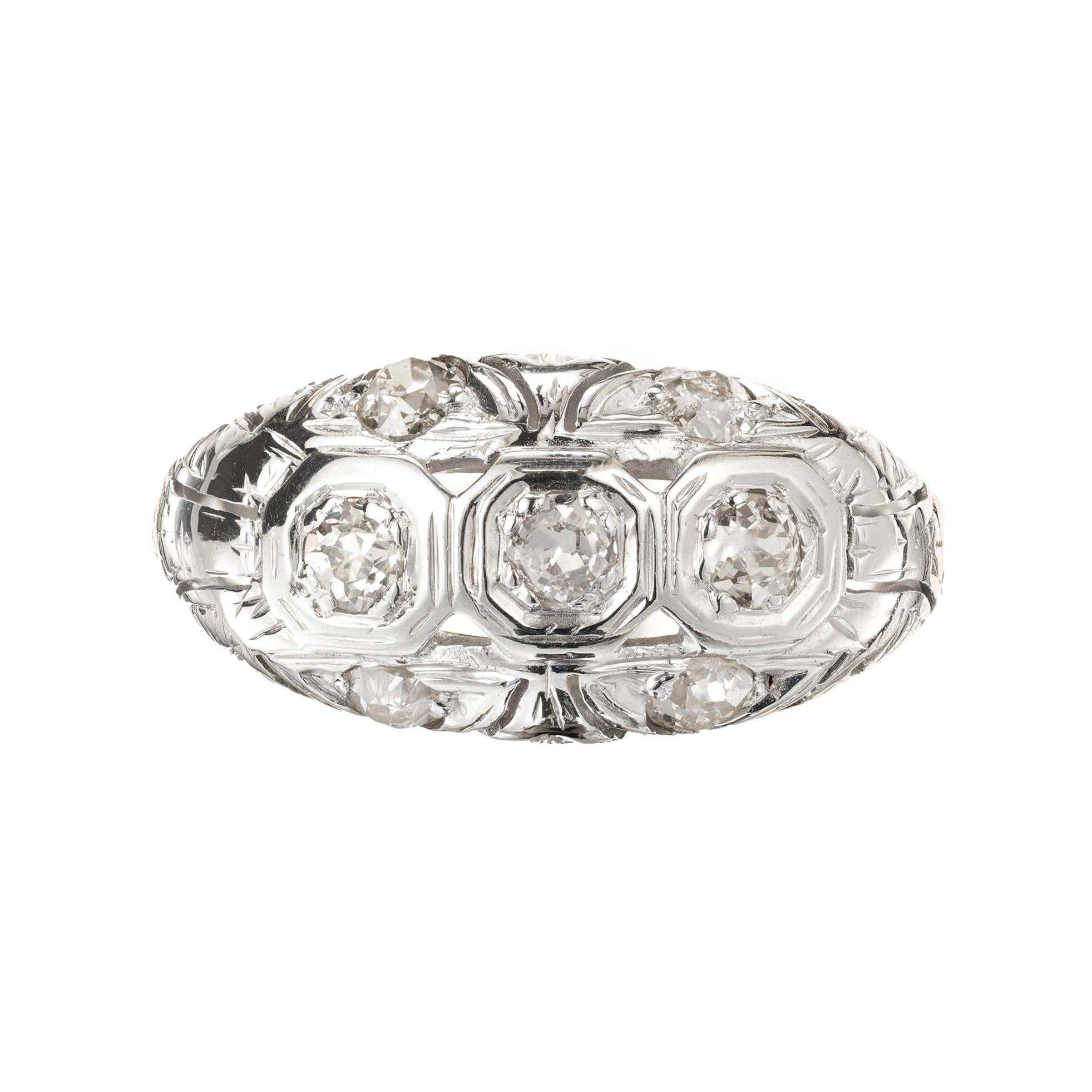 .42 Carat Diamond White Gold Art Deco Dome Engagement Ring For Sale