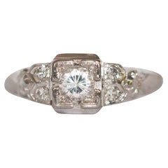 Antique .42 Carat Diamond White Gold Engagement Ring