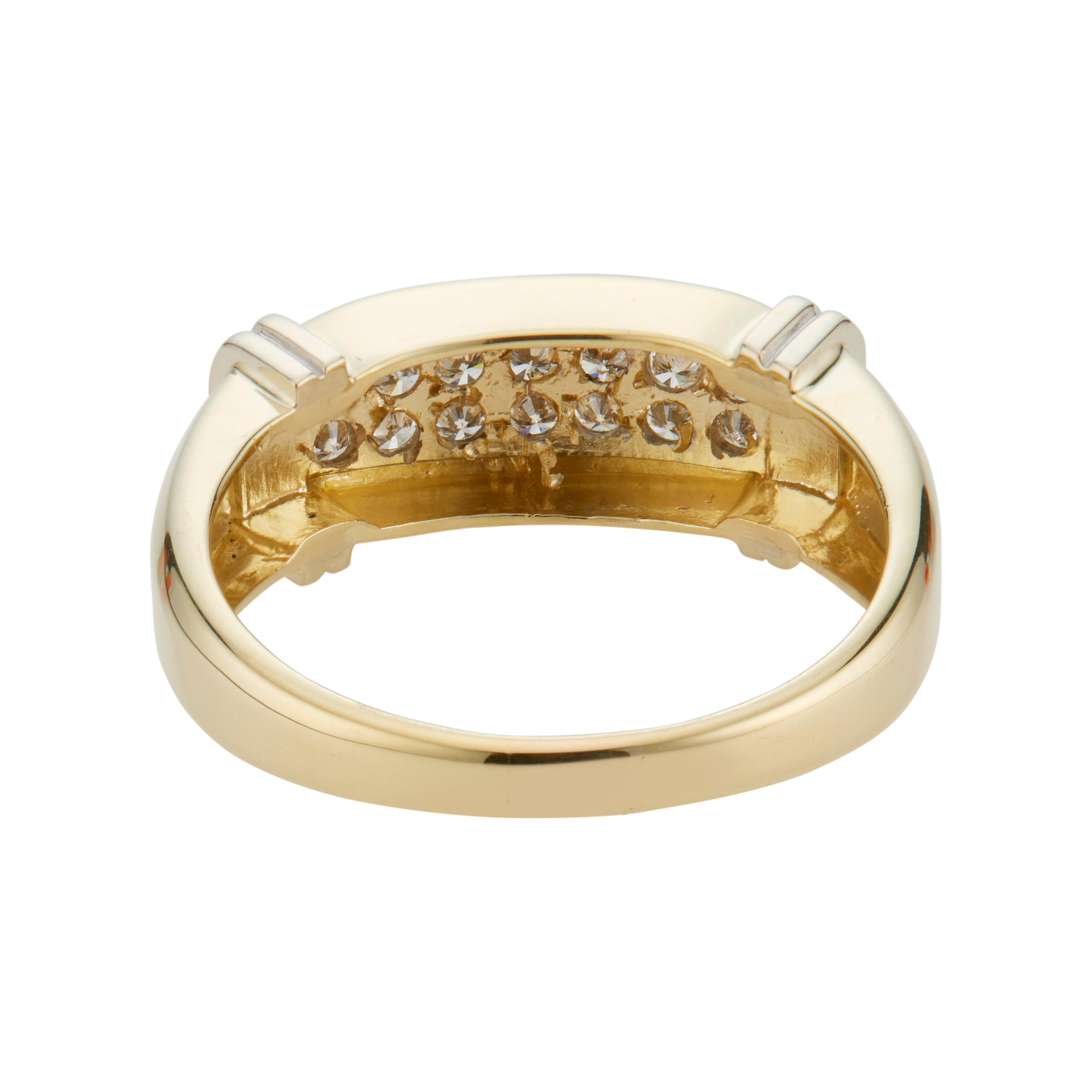 Round Cut .42 Carat Diamond Yellow White Gold Mens Band Ring For Sale