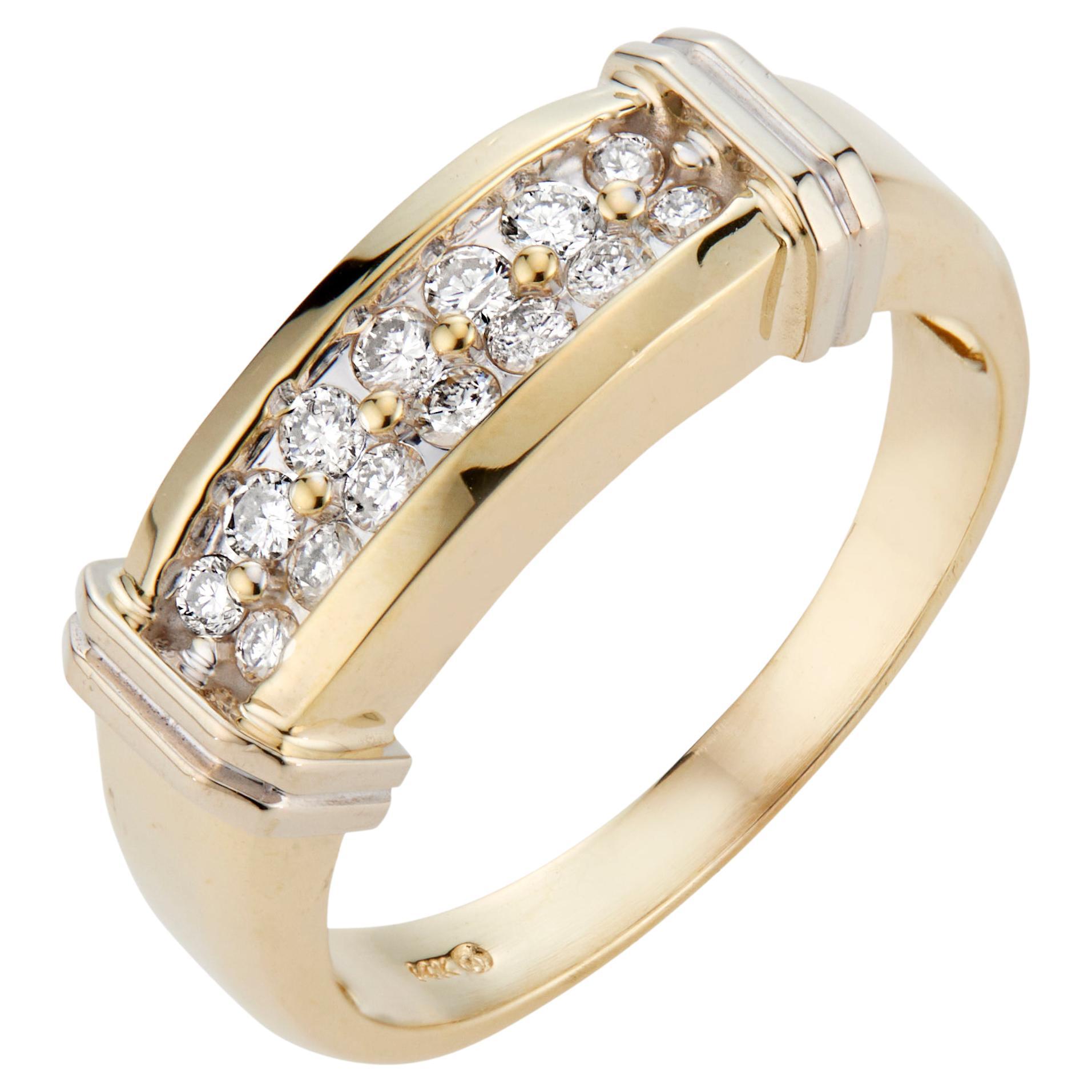 .42 Carat Diamond Yellow White Gold Mens Band Ring For Sale