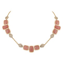 Sunita Nahata Guava Quartz 42.01ct. necklace in 18KRG with White Diamond.