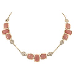 42 carat Guava Quartz necklace in 18Karat Rose Gold with White Diamond.