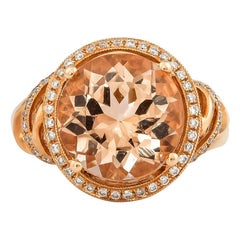 Bague en or rose 18 carats avec diamants et morganite de 4,2 carats