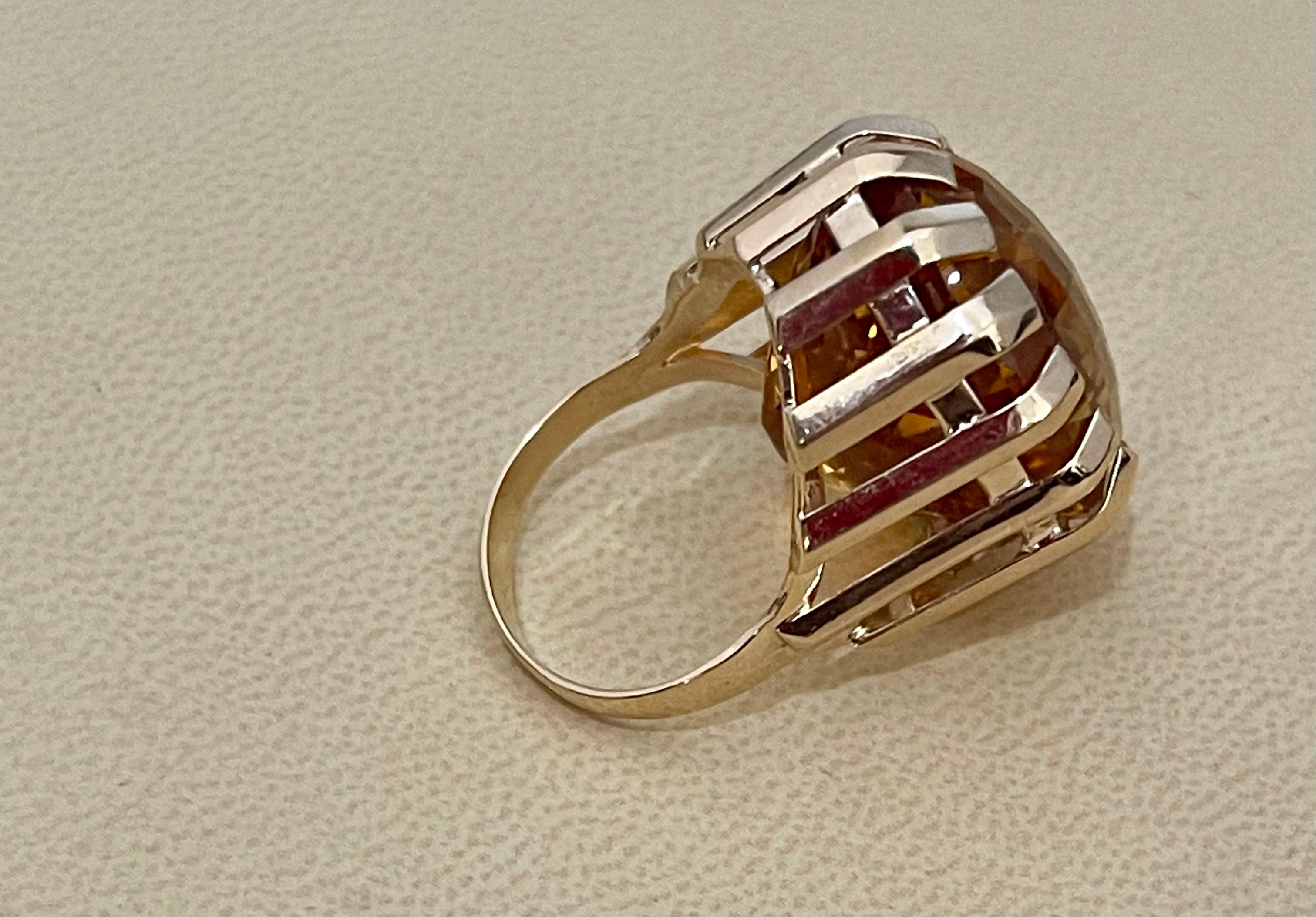 42 Carat Natural Oval Citrine Cocktail Ring in 14 Karat Yellow Gold, Estate For Sale 2