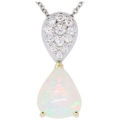4.2 Carat Opal and White Diamond Two-Tone Pendant