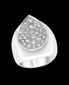 4.2 Carat Pave Diamonds Unisex Cocktail Ring 34 Grams 14 Karat White Gold Estate