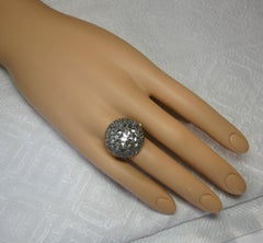 4.2 Carat Rose Cut Diamond Ring Gold Antique Victorian Florentine Bombe