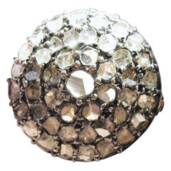 4.2 Carat Rose Cut Diamond Ring Gold Antique Victorian Florentine Bombe