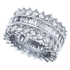4.2 Carat Round & Baguettes Diamond Eternity Band in Platinum 3-Row Band