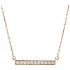 .42 Carat Round Brilliant Diamond Bar Necklace, 14 Karat Rose Gold Cable Chain