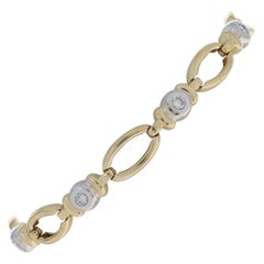 .42 Carat Round Brilliant Diamond Bracelet, 18 Karat Yellow Gold Link